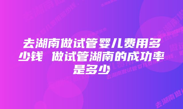 去湖南做试管婴儿费用多少钱 做试管湖南的成功率是多少