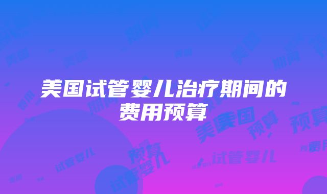 美国试管婴儿治疗期间的费用预算