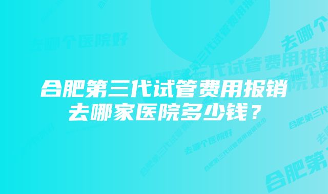 合肥第三代试管费用报销去哪家医院多少钱？