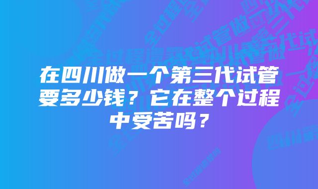 在四川做一个第三代试管要多少钱？它在整个过程中受苦吗？