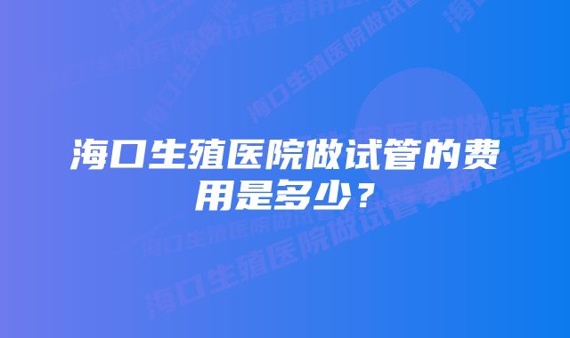 海口生殖医院做试管的费用是多少？