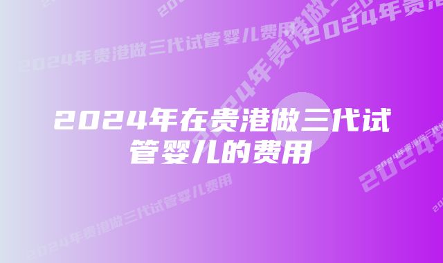 2024年在贵港做三代试管婴儿的费用