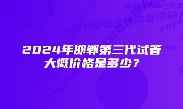 2024年邯郸第三代试管大概价格是多少？