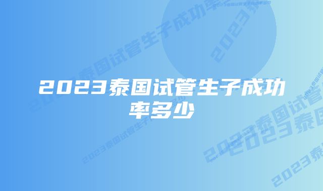 2023泰国试管生子成功率多少