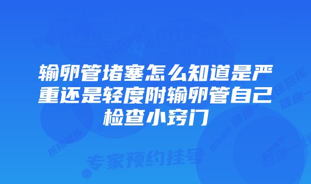 输卵管堵塞怎么知道是严重还是轻度附输卵管自己检查小窍门