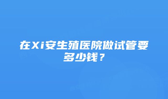 在Xi安生殖医院做试管要多少钱？