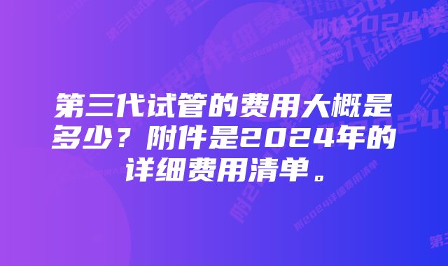 第三代试管的费用大概是多少？附件是2024年的详细费用清单。