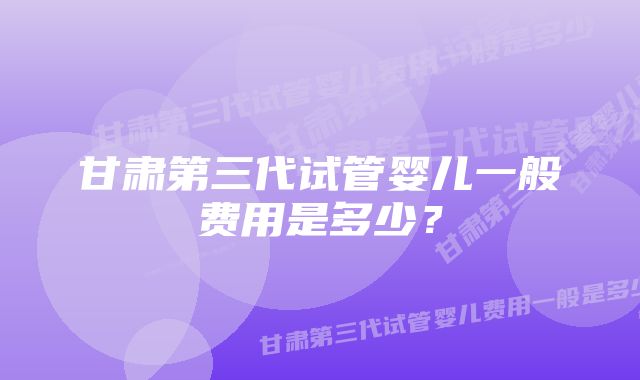 甘肃第三代试管婴儿一般费用是多少？