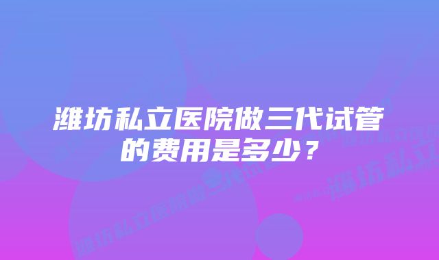 潍坊私立医院做三代试管的费用是多少？