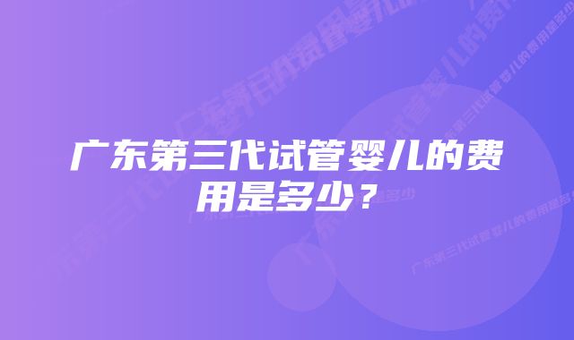 广东第三代试管婴儿的费用是多少？