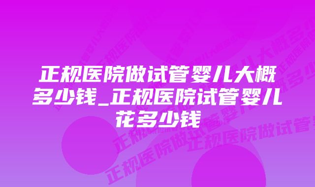 正规医院做试管婴儿大概多少钱_正规医院试管婴儿花多少钱