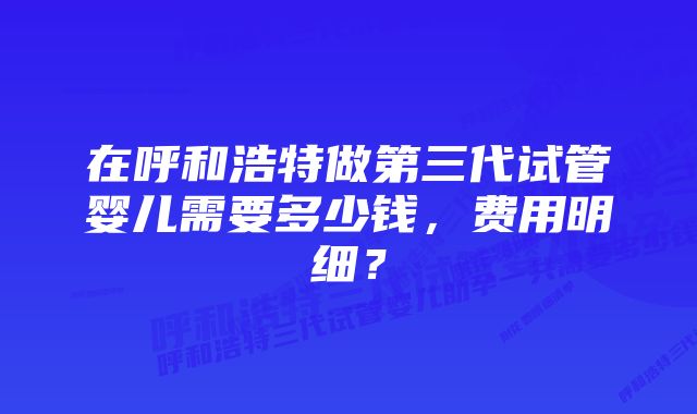 在呼和浩特做第三代试管婴儿需要多少钱，费用明细？