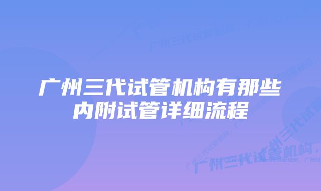 广州三代试管机构有那些内附试管详细流程