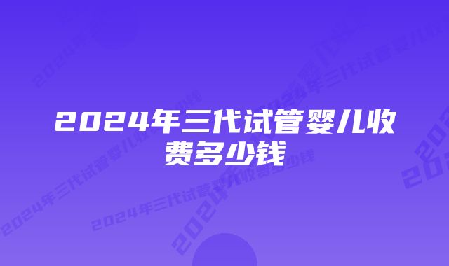 2024年三代试管婴儿收费多少钱