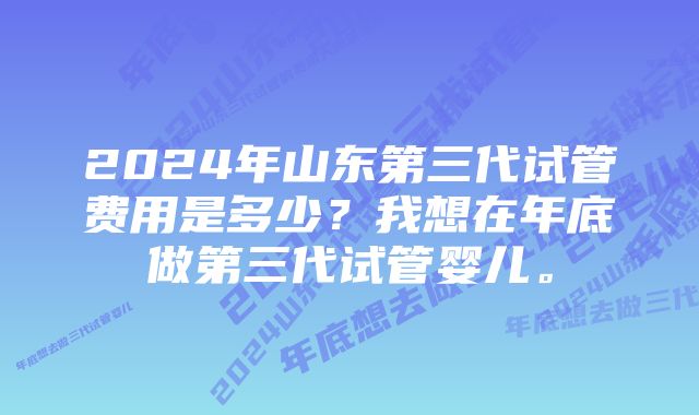 2024年山东第三代试管费用是多少？我想在年底做第三代试管婴儿。