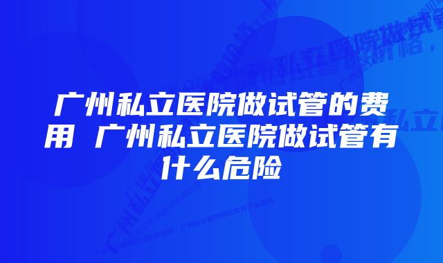 广州私立医院做试管的费用 广州私立医院做试管有什么危险