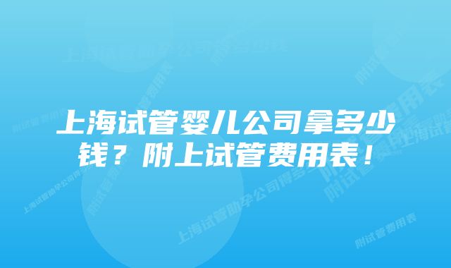 上海试管婴儿公司拿多少钱？附上试管费用表！