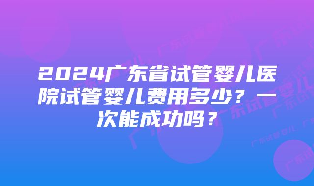 2024广东省试管婴儿医院试管婴儿费用多少？一次能成功吗？