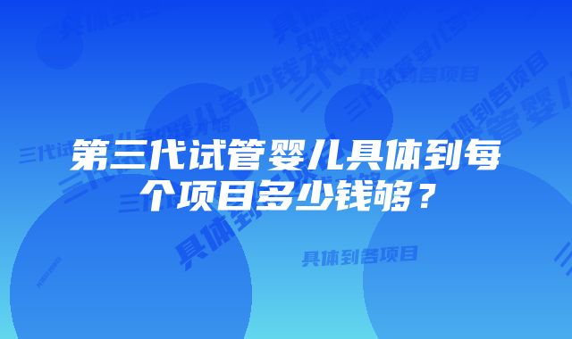 第三代试管婴儿具体到每个项目多少钱够？