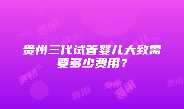 贵州三代试管婴儿大致需要多少费用？