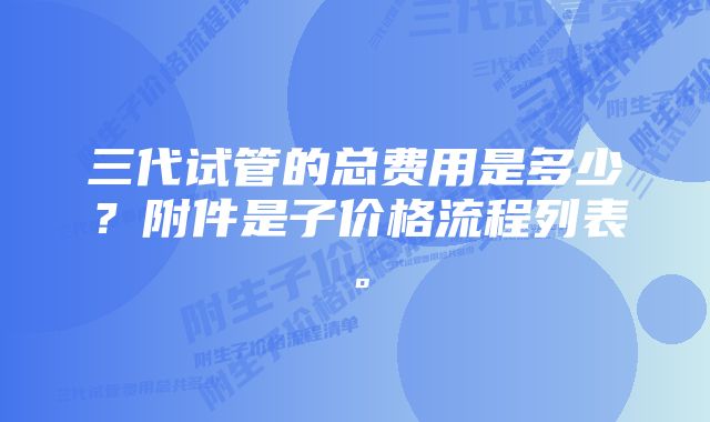 三代试管的总费用是多少？附件是子价格流程列表。