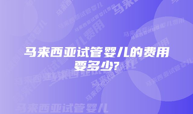 马来西亚试管婴儿的费用要多少?