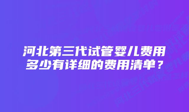 河北第三代试管婴儿费用多少有详细的费用清单？