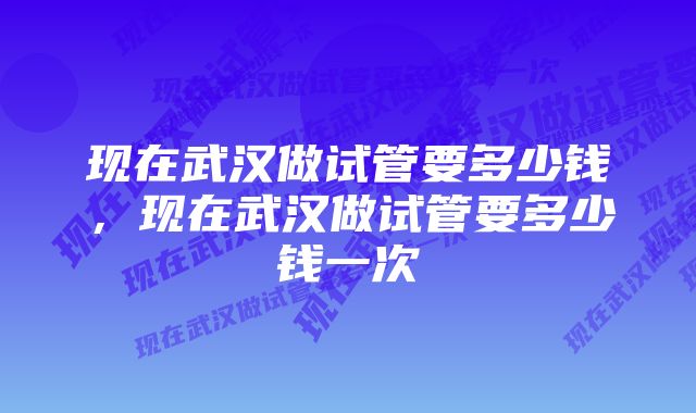 现在武汉做试管要多少钱，现在武汉做试管要多少钱一次