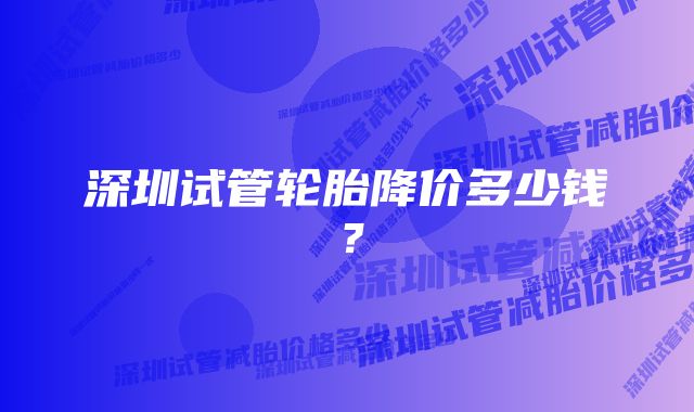 深圳试管轮胎降价多少钱？