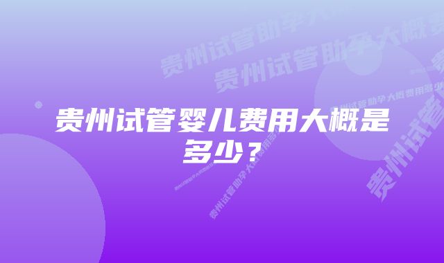 贵州试管婴儿费用大概是多少？