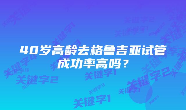 40岁高龄去格鲁吉亚试管成功率高吗？