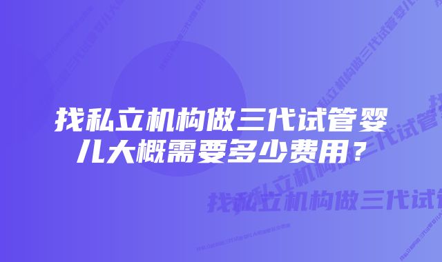 找私立机构做三代试管婴儿大概需要多少费用？