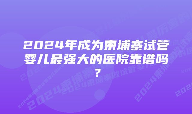 2024年成为柬埔寨试管婴儿最强大的医院靠谱吗？