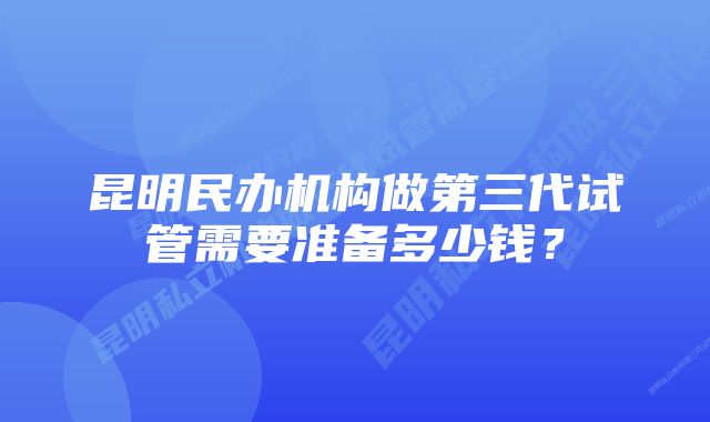 昆明民办机构做第三代试管需要准备多少钱？