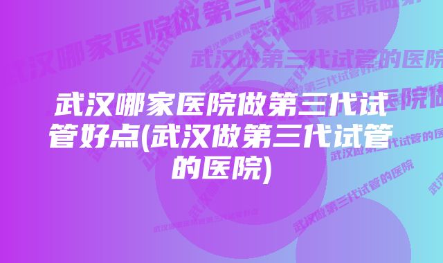 武汉哪家医院做第三代试管好点(武汉做第三代试管的医院)