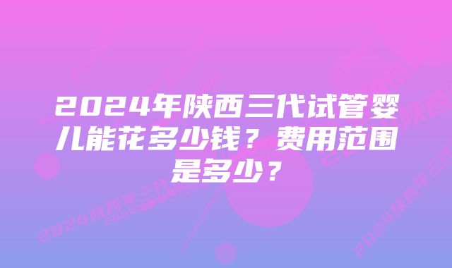 2024年陕西三代试管婴儿能花多少钱？费用范围是多少？