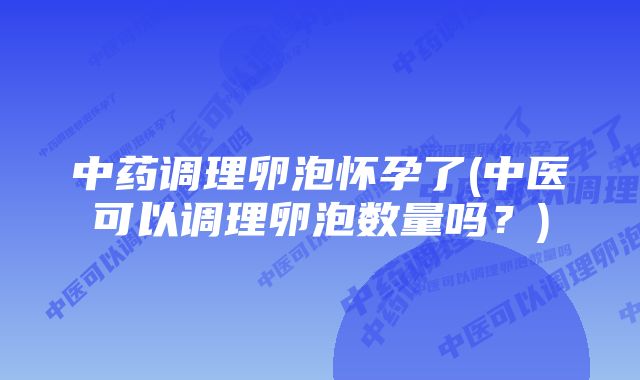 中药调理卵泡怀孕了(中医可以调理卵泡数量吗？)