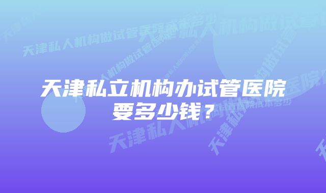 天津私立机构办试管医院要多少钱？