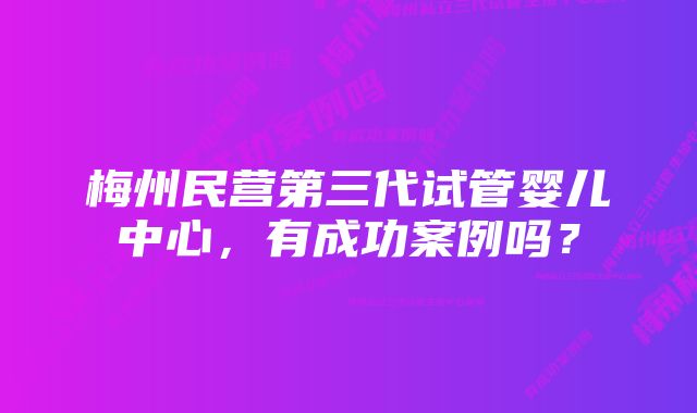 梅州民营第三代试管婴儿中心，有成功案例吗？