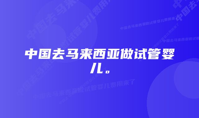 中国去马来西亚做试管婴儿。