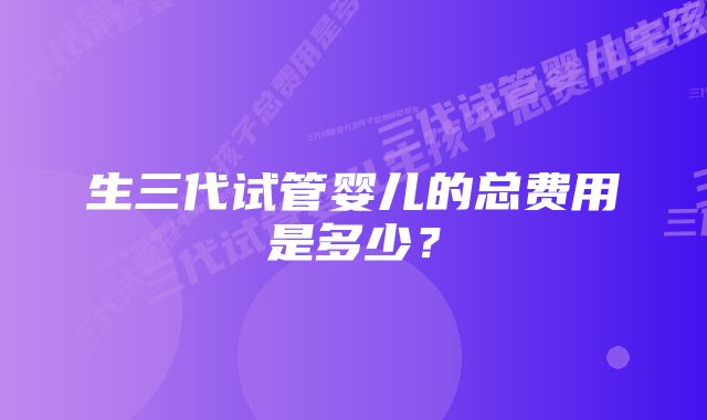 生三代试管婴儿的总费用是多少？