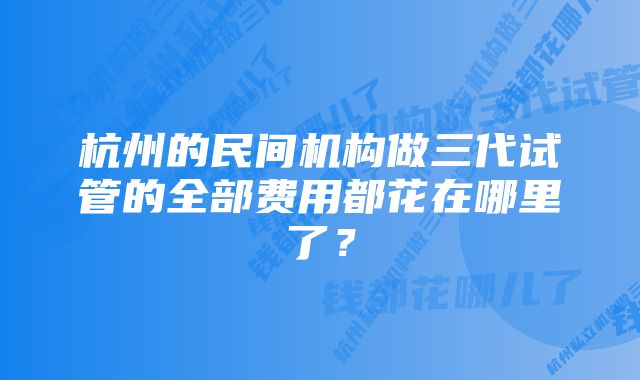 杭州的民间机构做三代试管的全部费用都花在哪里了？