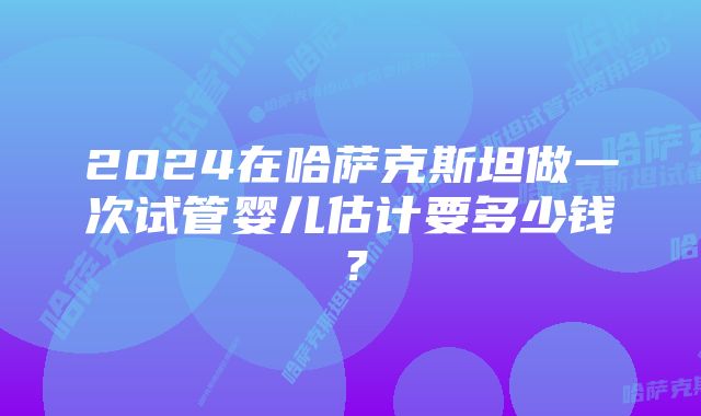 2024在哈萨克斯坦做一次试管婴儿估计要多少钱？