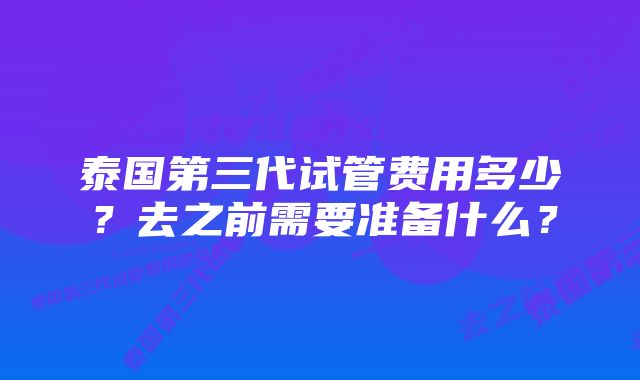 泰国第三代试管费用多少？去之前需要准备什么？