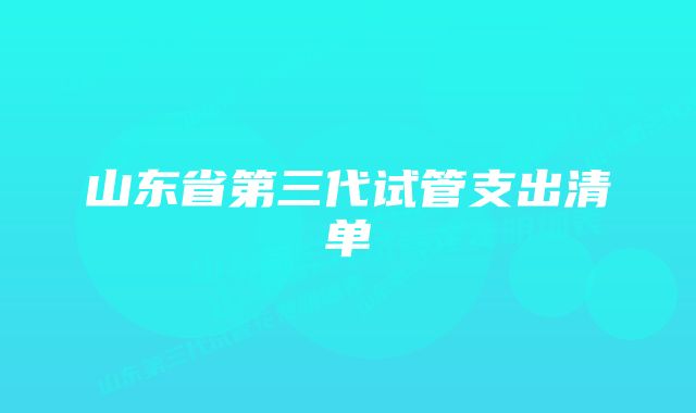 山东省第三代试管支出清单