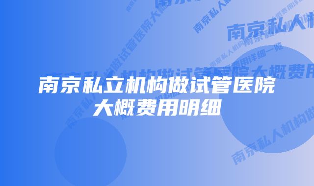 南京私立机构做试管医院大概费用明细