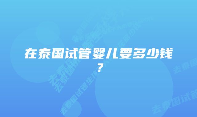 在泰国试管婴儿要多少钱？