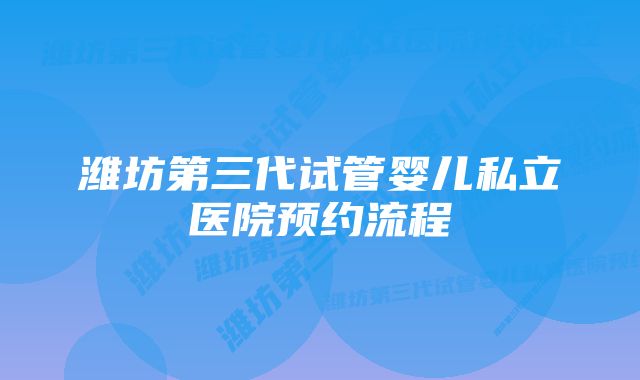 潍坊第三代试管婴儿私立医院预约流程