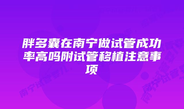 胖多囊在南宁做试管成功率高吗附试管移植注意事项