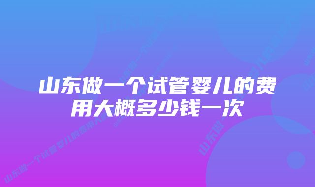 山东做一个试管婴儿的费用大概多少钱一次